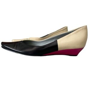 Miu Miu VINTAGE Leather Colorblock Cream/Black/Pink Size 36 (fits US 6/6.5)